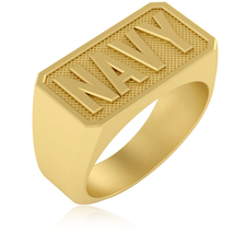 NAVY military signet ring in 14k yellow gold.