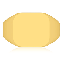 Mens 15mm Cushion Square Shape Signet Ring in 14K yellow gold.