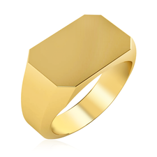 Mens 17mm x 12mm Rectangular Shape Signet Ring in 14K yellow gold.