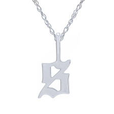 Gothic initial pendant 11mm in sterling silver