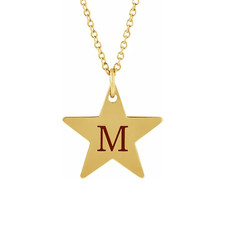 Personalized star shape pendant in 14k yellow gold.