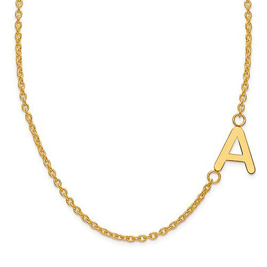 Capital Letter Initial Monogram Pendant Necklace in 14K yellow gold.