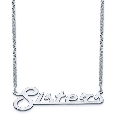 Underlined polished name plate necklace in sterling silver.