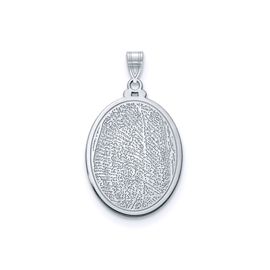 Biometra Fingerprint Oval Pendant Large in sterling silver.