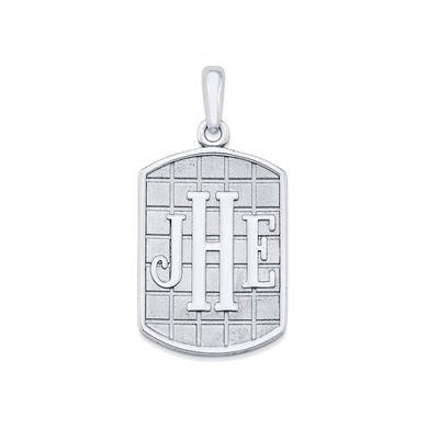 ID dog tag monogram pendant in sterling silver.