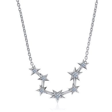 Aquarius zodiac diamond constellation necklace in 14k white gold.