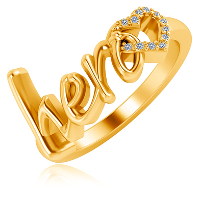Hero diamond heart ring in 14k yellow gold.