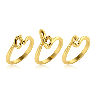 Lowercase Cursive Initial Ring in 14k yellow gold.