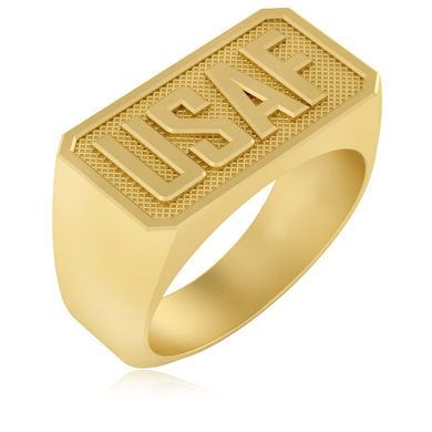 USAF Initial US Air Force signet ring in 14k yellow gold.