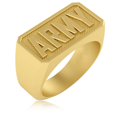 ARMY military signet ring in 14k yellow gold.