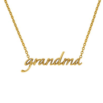 Grandma Name Necklace in 14k yellow gold.