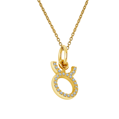 Taurus Diamond Zodiac Sign Pendant in 14K yellow gold.