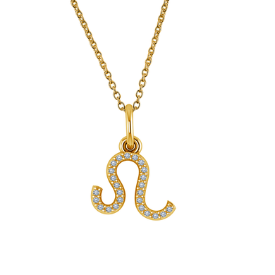 Leo Diamond Zodiac Sign Pendant in 14K yellow gold.