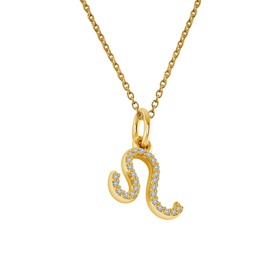 Leo Diamond Zodiac Sign Pendant in 14K yellow gold.