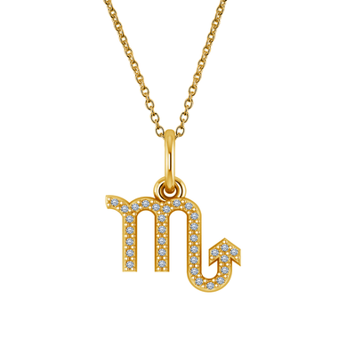 Scorpio Diamond Zodiac Sign Pendant in 14K yellow gold.