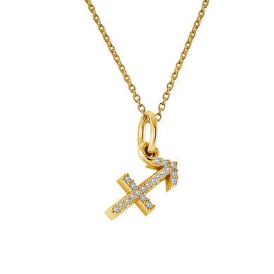 Sagittarius Diamond Zodiac Sign Pendant in 14K yellow gold.