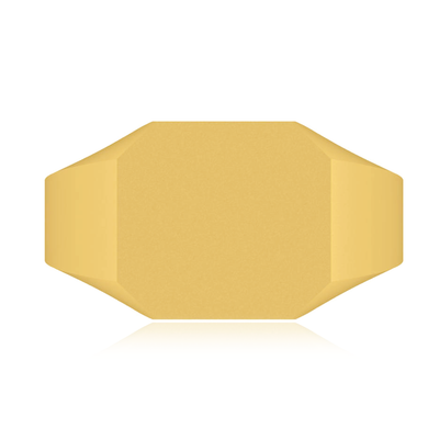 Mens 14mm Square High Profile Signet Ring in 14K yellow gold.