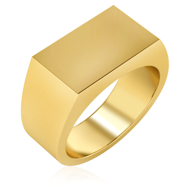 Mens 16mm x 10mm Rectangle Signet Ring in 14K yellow gold.