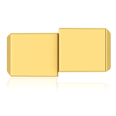 Mens Double Square Crossover Signet Ring 22mm x 11mm in 14K yellow gold.