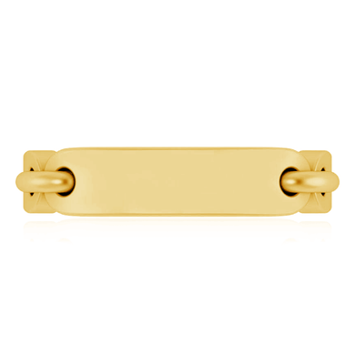 Link Name Plate Ring in 14K yellow gold.