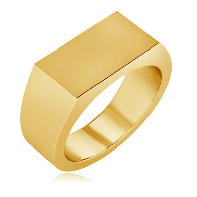Ladies 14mm x 8mm Rectangle Shaped Signet Ring in 14K yellow gold.