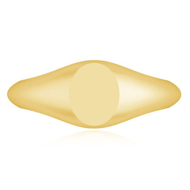 Ladies 10mm x 8mm Oval Signet Ring in 14K yellow gold.