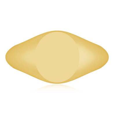 Ladies 11mm x 9mm Oval Signet Ring in 14K yellow gold.