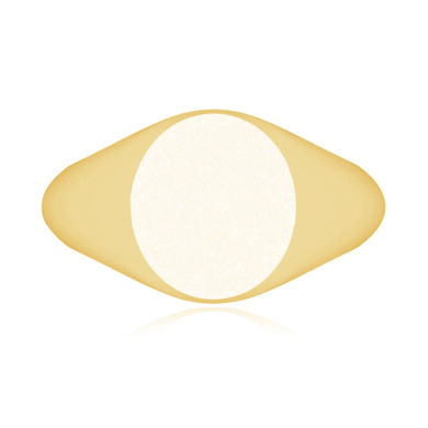 Ladies 12mm x 10mm Oval Signet Ring in 14K yellow gold.