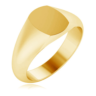 Ladies 9mm x 7mm Cushion Rectangle Signet Ring in 14K yellow gold.