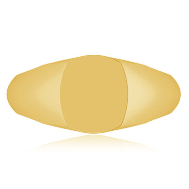 Ladies 11mm x 9mm Cushion Rectangle Signet Ring in 14K yellow gold.