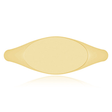 Ladies 13mm x 8mm Horizontal Oval Signet Ring in 14K yellow gold.
