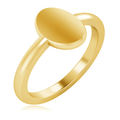 Oval Shape Engravable Ring in 14K yellow gold.