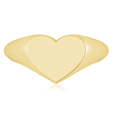 Ladies 12mm x 10mm Heart Signet Ring in 14K yellow gold.