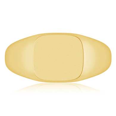 Ladies 10mm Cushion Square Signet Ring in 14K yellow gold.
