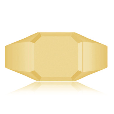 Mens 12mm Beveled Square Signet Ring in 14K yellow gold.