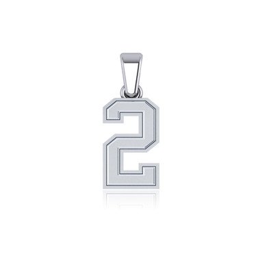 Sports jersey number pendant in 14k white gold.