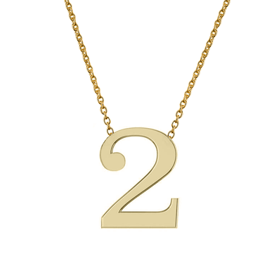 Number necklace in 14k yellow gold.