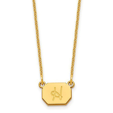 Initial octagonal letter pendant necklace in 14k yellow gold.