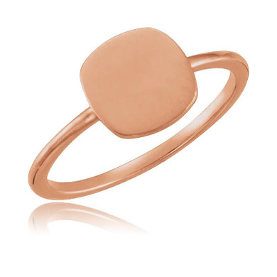 Cushion shaped antique engravable ring in 14k rose gold.