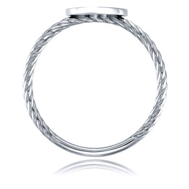 Heart shaped rope engravable ring in 14k white gold.