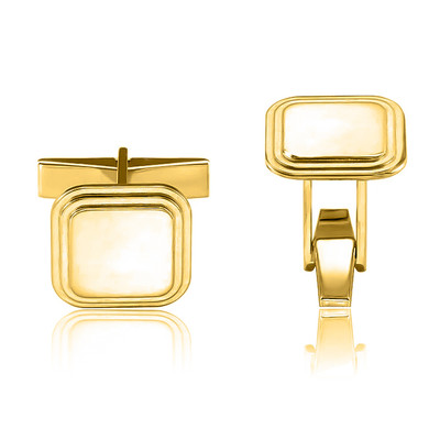 Engravable Square mens cufflinks in solid 14k yellow gold.