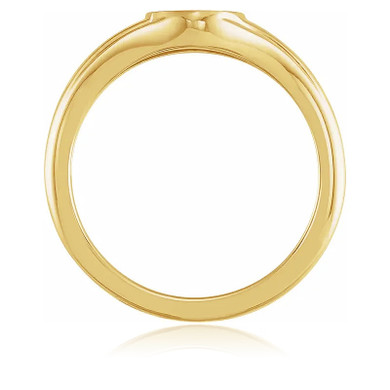 Ladies 10mm x 7mm oval fluted shape signet ring in 14k yellow gold.