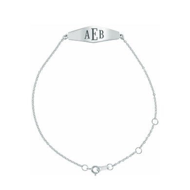 Monogram Curved Bar Bracelet in sterling silver.