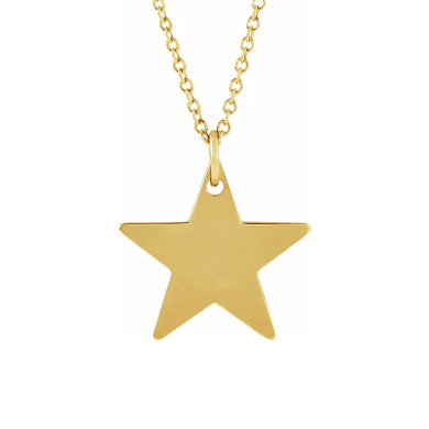 Personalized star shape pendant in 14k yellow gold.