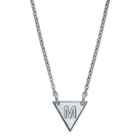 Triangle block letter initial necklace in sterling silver.