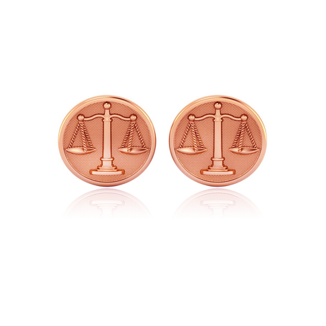 Scales of Justice Mens Cufflinks in 14k rose gold.