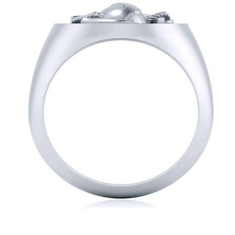 Marine corps emblem signet ring in 14k white gold.
