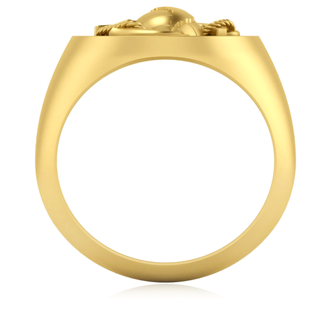 Marine corps emblem signet ring in 14k yellow gold.