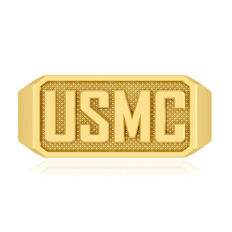 USMC US Marine Corps signet ring in 14k yellow gold.