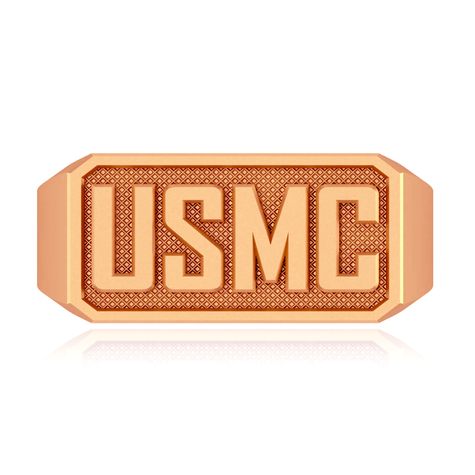 USMC US Marine Corps signet ring in 14k rose gold.